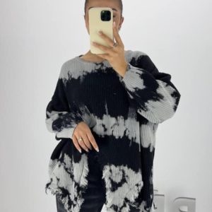 ΜΑΥΡΟ ΠΛΕΚΤΟ ΦΟΥΤΕΡ ΜΕ ΓΚΡΙ ΠΙΤΣΙΛΙΕΣ 100% ΒΑΜΒΑΚΕΡΟ. ΙΔΙΑΙΤΕΡΟ ΑΣΥΜΜΕΤΡΟ ΣΧΕΔΙΟ ΜΕ ΞΕΦΤΙΑ.